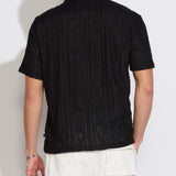 ZACATECAS | relaxed fit jacquard knit resort shirt | black