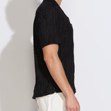 ZACATECAS | relaxed fit jacquard knit resort shirt | black