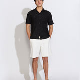 ZACATECAS | relaxed fit jacquard knit resort shirt | black