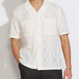 ZACATECAS | relaxed fit jacquard knit resort shirt | cream