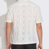ZACATECAS | relaxed fit jacquard knit resort shirt | cream