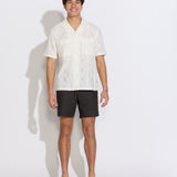ZACATECAS | relaxed fit jacquard knit resort shirt | cream