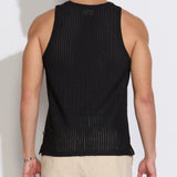 ORNOS | textured knit tank | black
