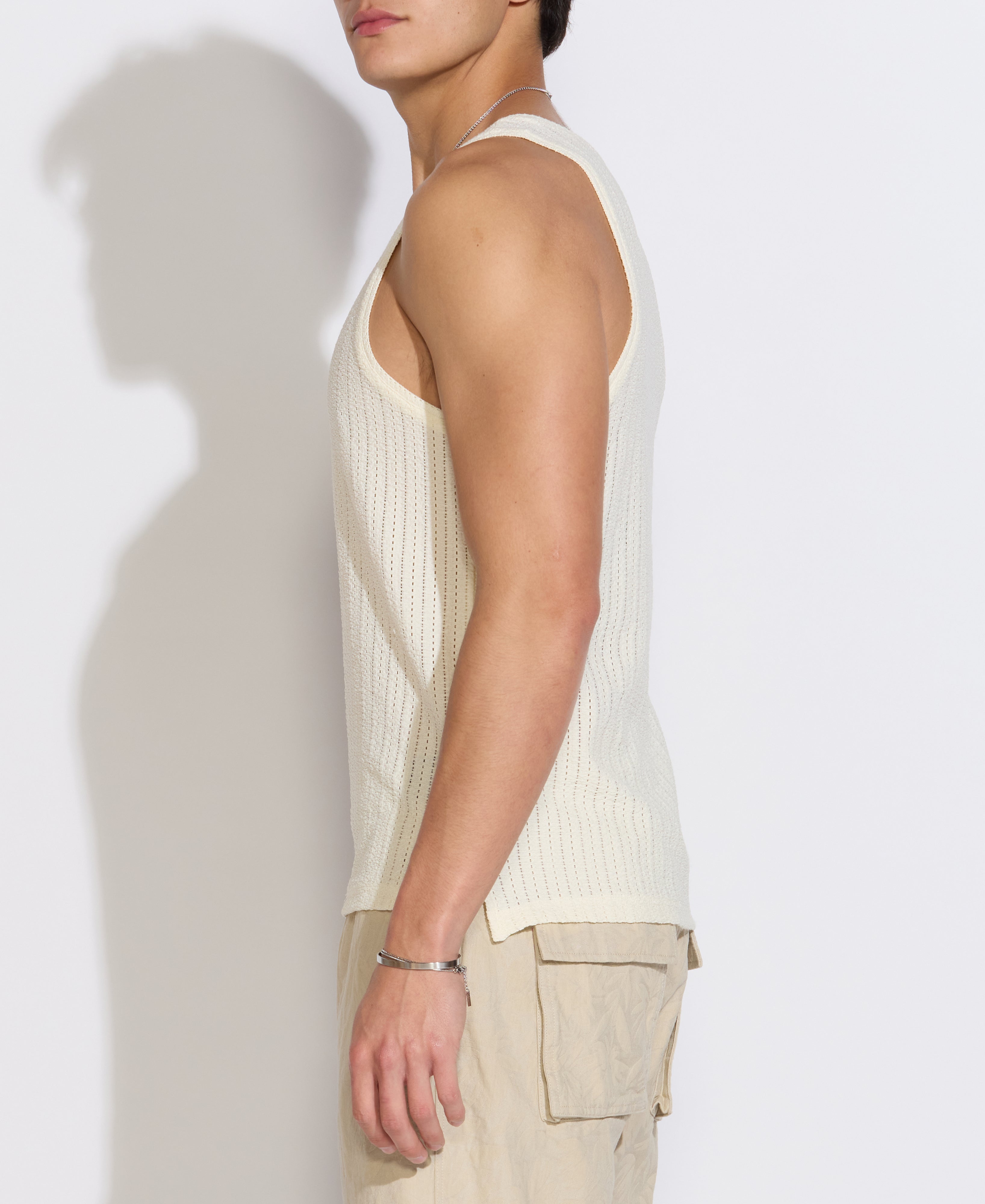 ORNOS | textured knit tank | cream