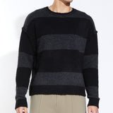 ROTHKO | oversized fit plush striped sweater | black