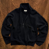 CALLAHAN | oversized fit brushed funnel neck sweater cardigan | black