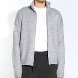 CALLAHAN | oversized fit brushed funnel neck sweater cardigan | heather gray