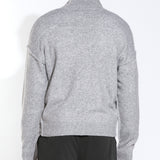 CALLAHAN | oversized fit brushed funnel neck sweater cardigan | heather gray