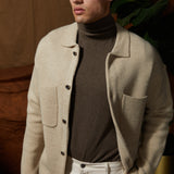 BEATON | boxy fit sweater shirt jacket | heather oatmeal