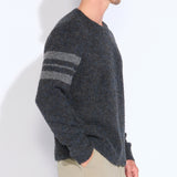 LOGAN | relaxed fit bouclé crewneck sweater | heather black