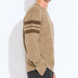 LOGAN | relaxed fit bouclé crewneck sweater | heather brown