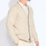 CAMBRIDGE | relaxed fit bouclé layered cardigan | heather oatmeal