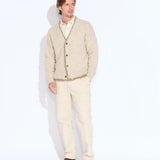 CAMBRIDGE | relaxed fit bouclé layered cardigan | heather oatmeal