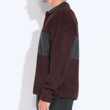 COALVILLE | oversized fit plush rugby sweater | heather dark burgundy