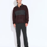 COALVILLE | oversized fit plush rugby sweater | heather dark burgundy