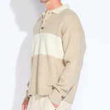 COALVILLE | oversized fit plush rugby sweater | heather stone