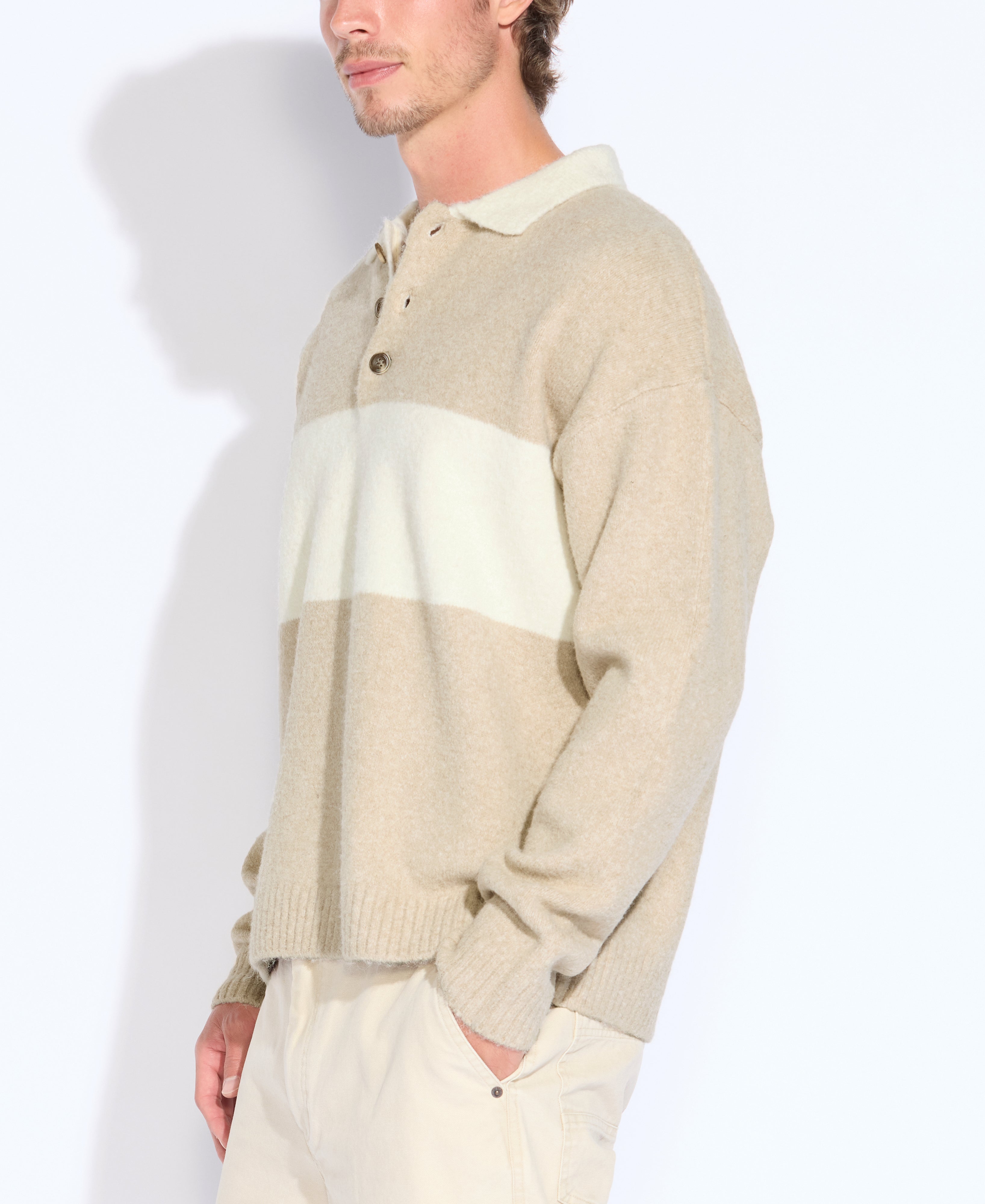 COALVILLE | oversized fit plush rugby sweater | heather stone