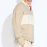 COALVILLE | oversized fit plush rugby sweater | heather stone
