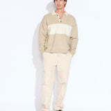 COALVILLE | oversized fit plush rugby sweater | heather stone