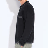 CHESHIRE | oversized fit long sleeve sweater polo | black