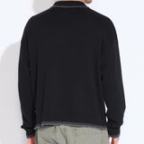 CHESHIRE | oversized fit long sleeve sweater polo | black