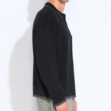 CHESHIRE | oversized fit long sleeve sweater polo | black