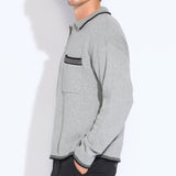 CHESHIRE | oversized fit long sleeve sweater polo | heather gray