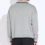 CHESHIRE | oversized fit long sleeve sweater polo | heather gray