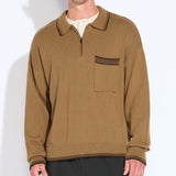 CHESHIRE | oversized fit long sleeve sweater polo | tobacco