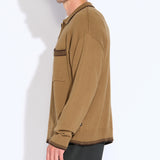 CHESHIRE | oversized fit long sleeve sweater polo | tobacco