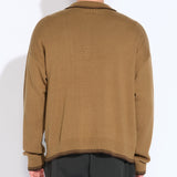 CHESHIRE | oversized fit long sleeve sweater polo | tobacco