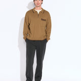 CHESHIRE | oversized fit long sleeve sweater polo | tobacco