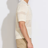 RAPA | boxy fit johnny collar crochet sweater polo | cream