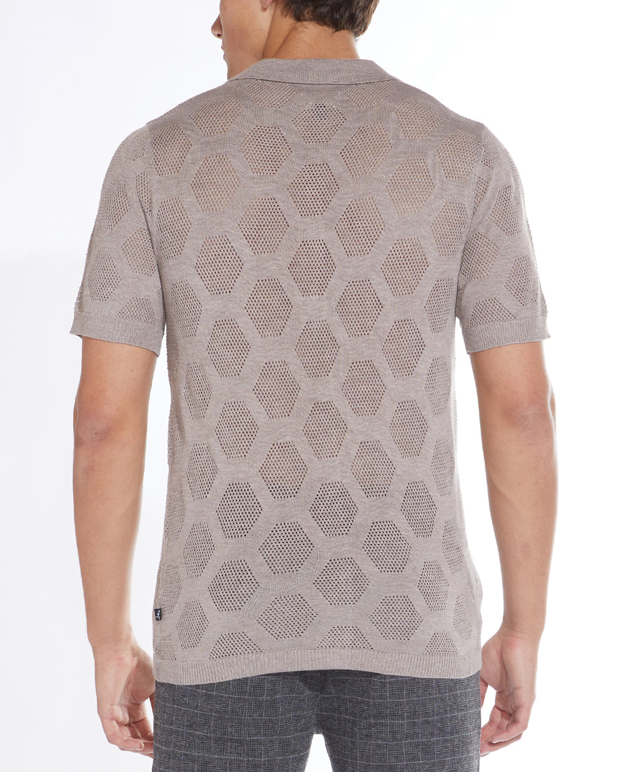 Diego Sweater Knit Resort Shirt (Heather Khaki)