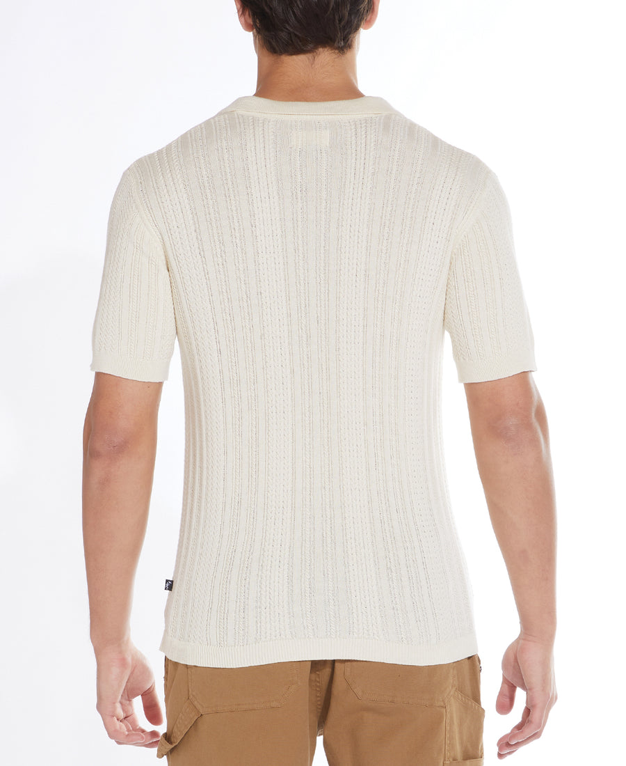 Beckett Sweater Knit Resort Shirt (Cream)