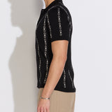 ACE | full placket sweater polo | black