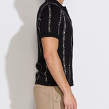 ACE | full placket sweater polo | black