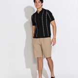 ACE | full placket sweater polo | black