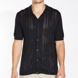 ZARAGOZA | sweater knit resort shirt | black
