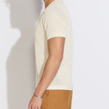 KORFOS | full placket resort sweater polo | cream