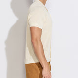 KORFOS | full placket resort sweater polo | cream