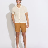 KORFOS | full placket resort sweater polo | cream