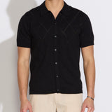 ALEPPO | full placket sweater polo | black