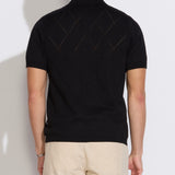ALEPPO | full placket sweater polo | black