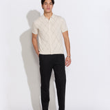 ALEPPO | full placket sweater polo | stone