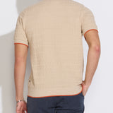 KALINO | full placket sweater polo | ecru