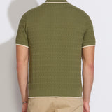 KALINO | full placket sweater polo | light olive