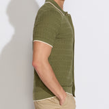 KALINO | full placket sweater polo | light olive