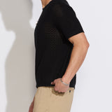 SHAFA | boxy fit sweater knit tee | black