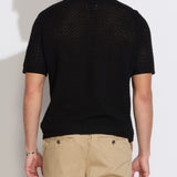SHAFA | boxy fit sweater knit tee | black